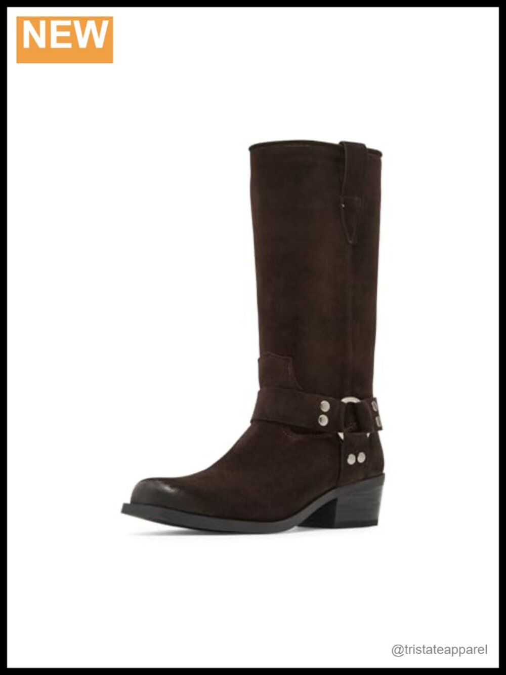 Women's Ruskin Brown Suede Block Heel Pull-On Calf Boots